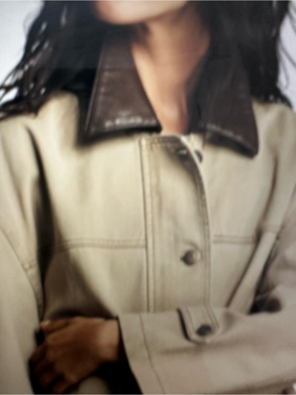 New with Tag! $168 Anthropologie Pilcro Barn Jacket Faux Leather Collar sz M - Picture 6 of 15